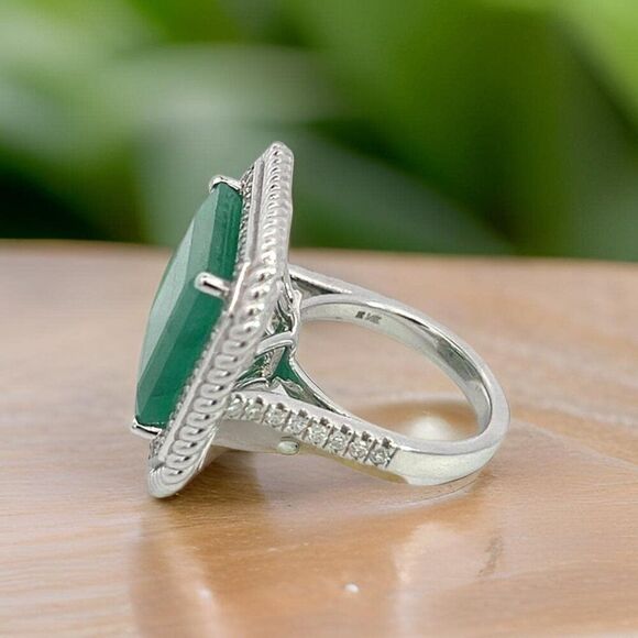 Natural Emerald Diamond Ring 6.25 14k W Gold 13.14 TCW Certified $9,775 402673 - Picture 11 of 13